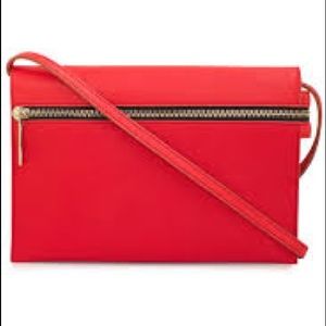 Victoria Beckham Coral Red Cross Body Clutch